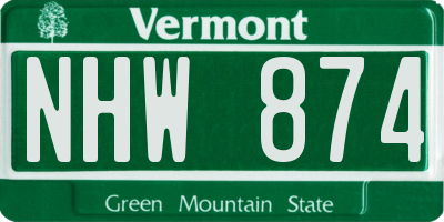 VT license plate NHW874