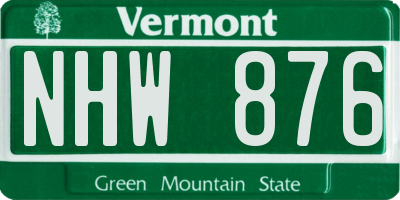 VT license plate NHW876