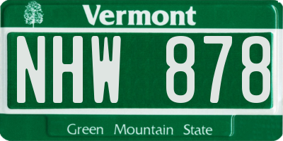 VT license plate NHW878