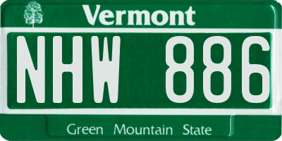 VT license plate NHW886