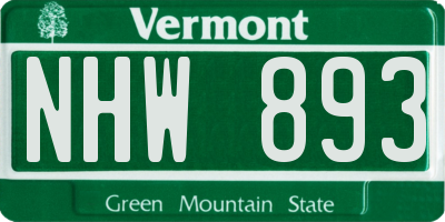 VT license plate NHW893