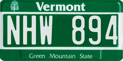 VT license plate NHW894