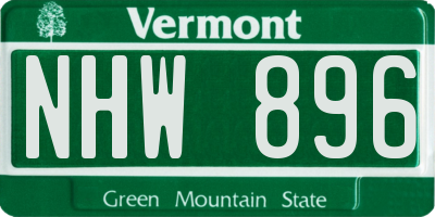 VT license plate NHW896