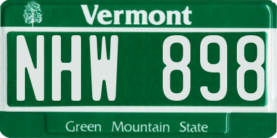 VT license plate NHW898