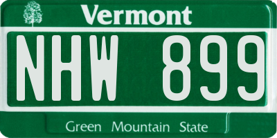 VT license plate NHW899