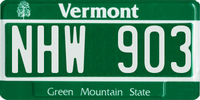 VT license plate NHW903