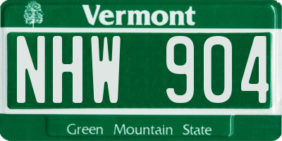 VT license plate NHW904