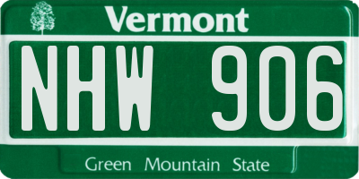 VT license plate NHW906