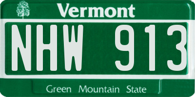 VT license plate NHW913