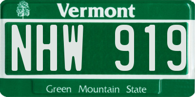 VT license plate NHW919