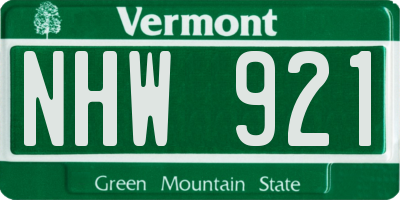 VT license plate NHW921