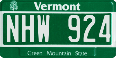 VT license plate NHW924