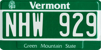VT license plate NHW929
