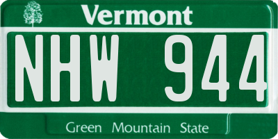 VT license plate NHW944