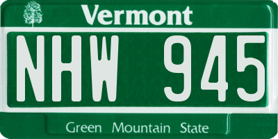 VT license plate NHW945