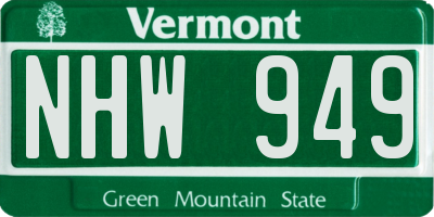VT license plate NHW949