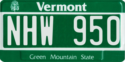 VT license plate NHW950