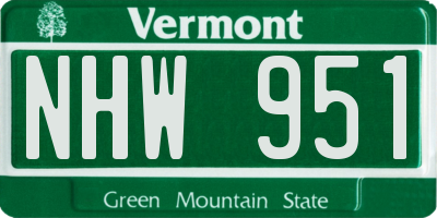 VT license plate NHW951