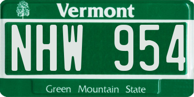 VT license plate NHW954
