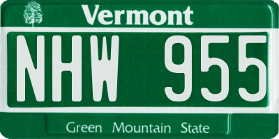 VT license plate NHW955