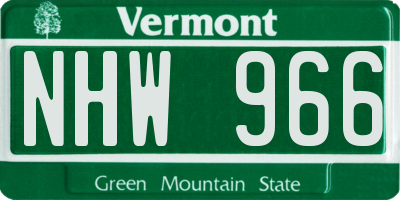 VT license plate NHW966
