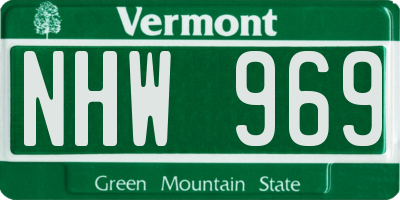VT license plate NHW969