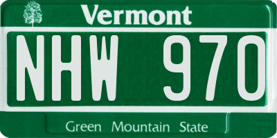 VT license plate NHW970