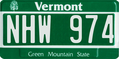 VT license plate NHW974