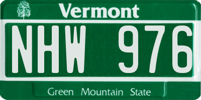 VT license plate NHW976