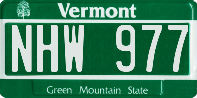 VT license plate NHW977