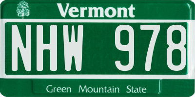VT license plate NHW978