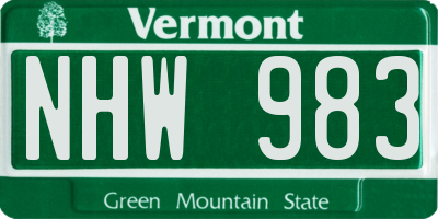 VT license plate NHW983
