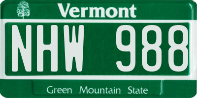 VT license plate NHW988