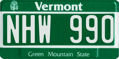 VT license plate NHW990