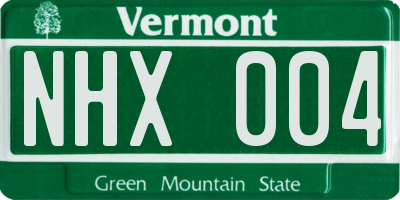 VT license plate NHX004