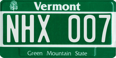 VT license plate NHX007