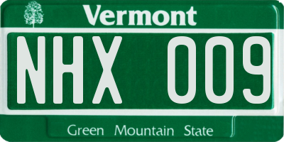 VT license plate NHX009