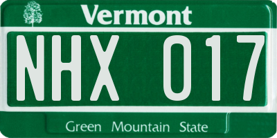 VT license plate NHX017