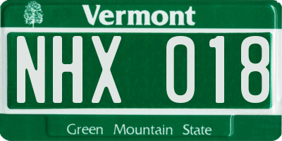 VT license plate NHX018
