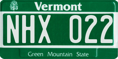 VT license plate NHX022