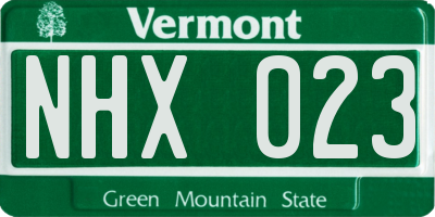 VT license plate NHX023