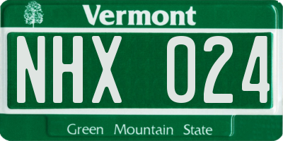 VT license plate NHX024
