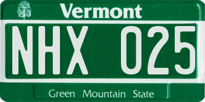 VT license plate NHX025