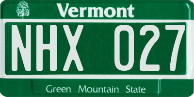 VT license plate NHX027