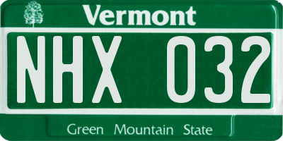 VT license plate NHX032