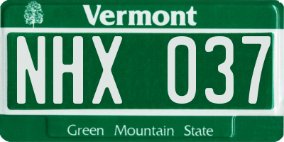 VT license plate NHX037