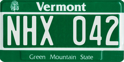 VT license plate NHX042