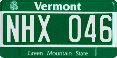 VT license plate NHX046