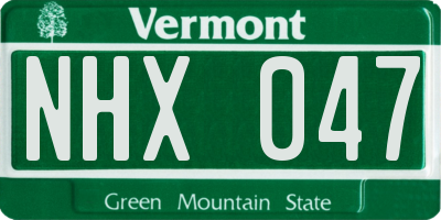 VT license plate NHX047