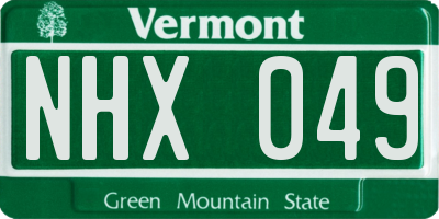 VT license plate NHX049